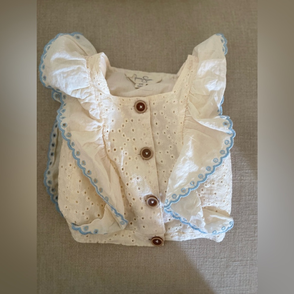 Baby girl eyelet detail top